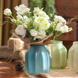 欧式彩色玻璃透明花瓶ins客厅摆件插花水培富贵竹百合干花饰品