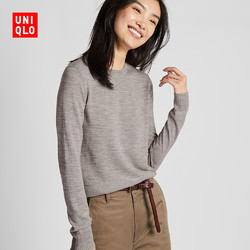 女装 精纺美利奴圆领针织衫(长袖) 418668 优衣库UNIQLO