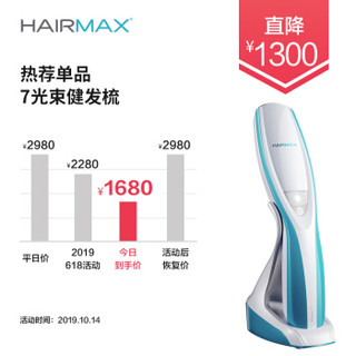 值友专享：HairMax生发梳 7光束健发梳 LLLT低能量红光防脱控油