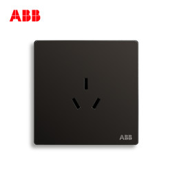 ABB开关插座无框轩致星空黑墙壁插座16A三孔空调插座AF206-885 *3件