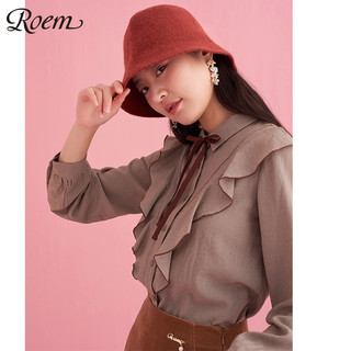 Roem RCYW94T02L 复古淑女长袖衬衫 棕色 L