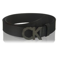 中亚Prime会员：Calvin Klein 卡尔文·克莱恩 38mm Matte Leather 男士标志扣腰带 *2件