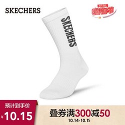 Skechers斯凯奇男装新款中筒袜一对装 字母LOGO休闲袜SMLD219M039 亮白色/019 24-26CM