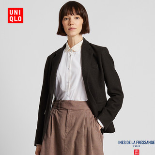 UNIQLO 优衣库  422497 羊毛混纺粗花呢茄克 黑色 L