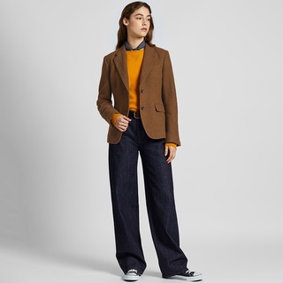 UNIQLO 优衣库  422497 羊毛混纺粗花呢茄克 黑色 L