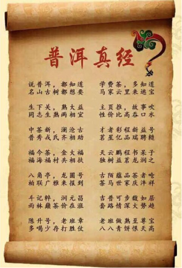 这里先提一个普洱茶贴吧广为流传的"普洱真经",具体内容可以参考下图.