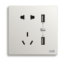 ABB 轩致系列 AF293 双USB五孔插座 雅典白 *2件