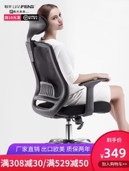联丰电脑椅人体工学椅办公室椅子老板椅现代简约书房写字椅带头枕