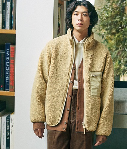 设计师合作款uniqlo优衣库u系列419541仿羊羔绒两面穿夹克