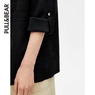 PULL＆BEAR 宽松休闲西装外套女 09714365 (黑色、L)