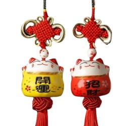 sanstyle 上善若水 招财猫 陶瓷挂件 2个装