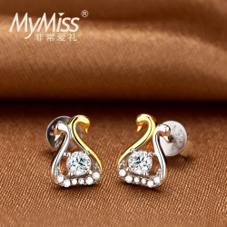Mymiss 925新款银镀铂金耳钉