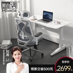 Hbada/黑白调HSJZ002（桌子）DNY140W（椅子）组合款护脊工学桌椅套装