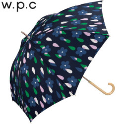 wpc晴雨伞轻量耐用可爱优雅花朵水滴个性长柄晴雨伞 花与雨款2278-07深蓝