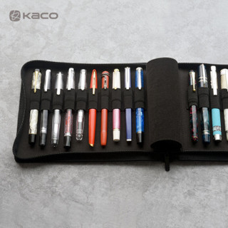 KACO爱乐钢笔笔袋收纳包 大容量10/20格签字笔中性笔样品包 学生文具 黑色 20格+凑单品