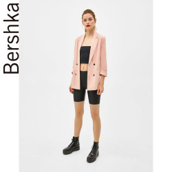 Bershka女士2019新款粉红色薄款宽松休闲小西装女外套01144085625