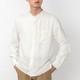 无印良品 MUJI 男式 新疆棉法兰绒人字纹 立领衬衫 白色