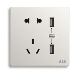 ABB 轩致系列 AF293 双USB五孔插座 雅典白 *2件