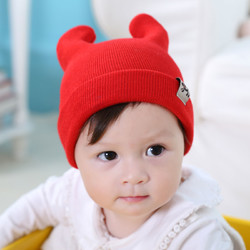 宝宝帽子秋冬3-6-12个月韩版儿童帽子1-2岁毛线针织帽婴儿套头帽