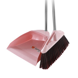 扫把簸箕套装家用清洁组合单个扫帚不粘头发软毛笤帚加厚梳齿撮箕 浅粉色套装