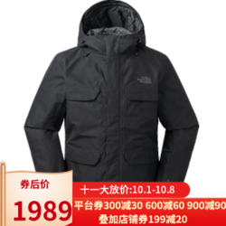 北面防水三合一冲锋衣男 TheNorthFace 秋冬款保暖户外外套 3IFL 3IFL/JK3/黑色(GTX防水）(欧版偏大） L