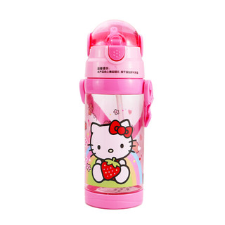 Hello Kitty  塑料儿童喝水杯  凯蒂猫户外吸管杯女孩运动水壶 学生可背带防摔杯子礼物礼品赠品