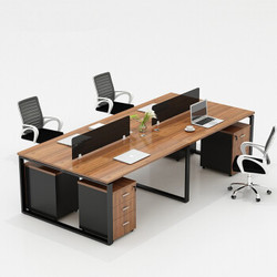钢木复合办公家具办公桌四人位含柜 *200件