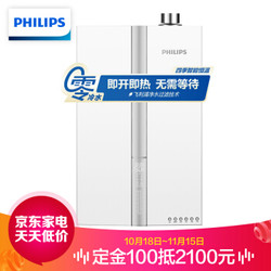 飞利浦(PHILIPS) 18升零冷水燃气热水器 四季恒温 净水保护 抗风防冻型 AWH6203/93(天然气)