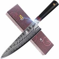 TUO 刀具 Santoku 刀/厨师刀 - 日本 AUS10 高碳大马士革钢 - 带人体工程学手柄的厨房刀