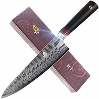 TUO 刀具 Santoku 刀/厨师刀 - 日本 AUS10 高碳大马士革钢 - 带人体工程学手柄的厨房刀