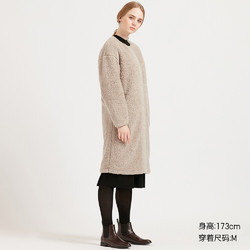 UNIQLO 优衣库 420714  女装 仿羊羔绒摇粒绒无领大衣