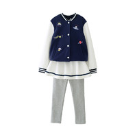 Flordeer弗萝町 品牌2-9岁童装女童套装春款女孩棒球服裤裙儿童绣花两件套F83043