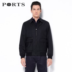 PORTS宝姿男装秋冬新品羊毛商务休闲短款外套夹克MK2J031RWF006