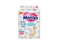 日本原装进口Merries花王妙而舒增量装纸尿裤中号M68片宝宝尿不湿