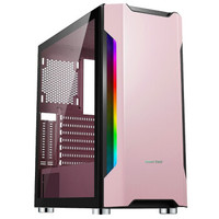 PowerTrain 动力火车 2080钛 RGB玻璃电脑机箱钛2080PLUS台式铝面板水冷主机箱 大(可选配机箱电源套装) 粉色