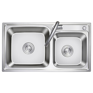 科固（KEGOO）K10035 厨房水槽双槽龙头套装 304不锈钢拉伸槽洗菜盆洗碗池76*41