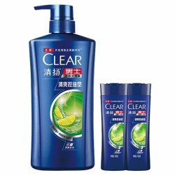 清扬男士去屑洗发水清爽控油型500g+100g*2横扫头屑 青柠净爽呵护头皮 *3件