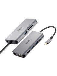 SSK 飚王 苹果笔记本MacbookPro电脑转换扩展坞拓展TYPE-C转hub+HDMI/VGA+sd/tf读卡器网口USB3.0集线分线器