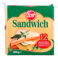 卓德（zott） 德国进口 三明治奶酪片 芝士片 200g（12片装） *8件