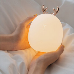 斐佧思（Ficarsi）创意暖萌柔光LED小夜灯硅胶触控拍拍灯家居卧室萌鹿暖兔床头氛围灯女生礼物