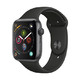 Apple Watch Series 4智能手表（GPS款 44毫米深空灰色铝金属表壳 黑色运动型表带 )表带 贴膜套装