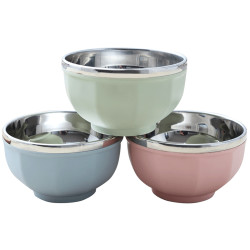 旗丰304不锈钢双层防烫碗450ml