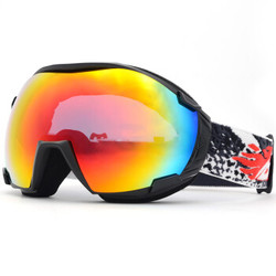 BASTO邦士度滑雪镜台湾进口防雾双层球面镜片超大视野通风保暖 防紫外线滑雪眼镜 SG1313砂黑色