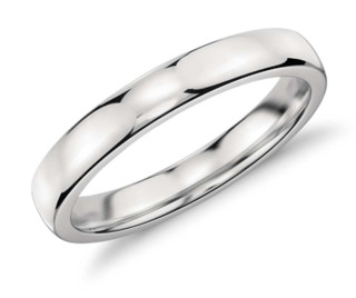 Blue Nile 低拱内圈圆弧形 铂金结婚戒指（3 毫米）