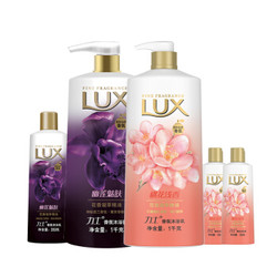 LUX 力士 精油香氛沐浴露套装（ 幽莲魅肤1kg+幽莲魅肤350g+桃花浅香1kg+桃花浅香100gx2）+礼包