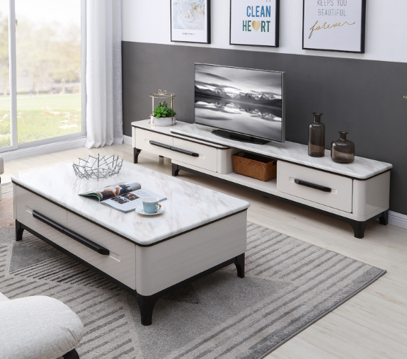 南方家私 简约可伸缩电视柜 茶几组合