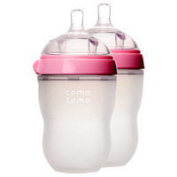 可么多么（como tomo）EN250TP 婴儿全硅胶防摔奶瓶 粉色 宽口径 250ML 两个装
