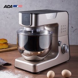 北美电器（ACA）厨师机家用和面机揉面机打蛋器全自动打奶油机鲜奶机多功能搅拌机AM-CG108(金)
