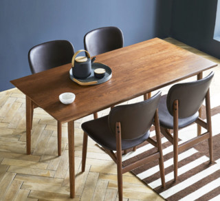样子生活 绅士系列 摩卡橡木餐桌椅组合 1.4m餐桌+餐椅*4 胡桃色