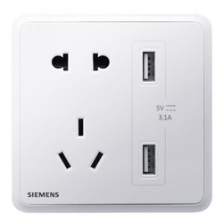 SIEMENS 西门子 开关 灵蕴晨曦白系列五孔带USB插座 3.1A智能快充